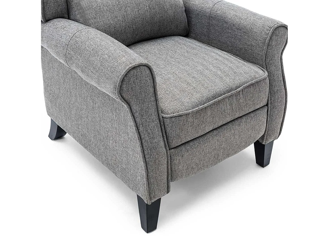 Eaton Wing Back Fireside Herringbone Fabric Pushback Recliner Chair