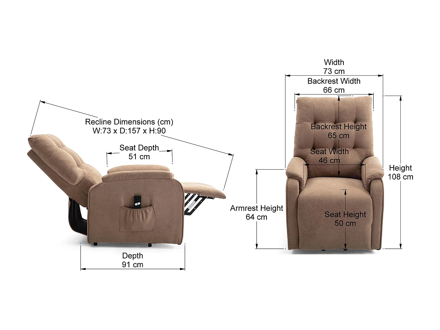 Charlbury Fabric Single Motor Rise Recliner Electric Lift Chair