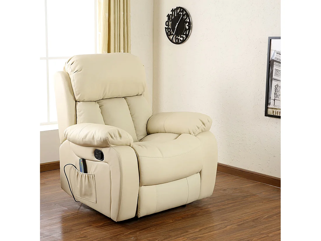 Chester Bonded Leather Manual Recliner Chair with Heat And Massage