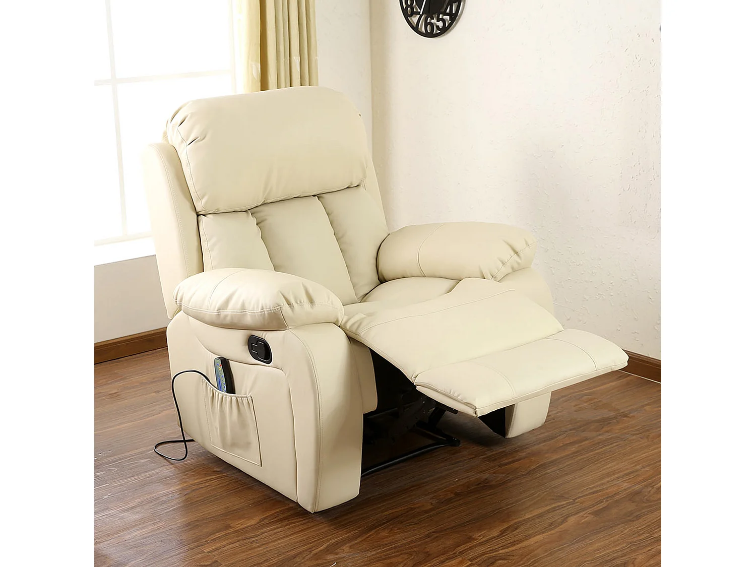 Chester Bonded Leather Manual Recliner Chair with Heat And Massage