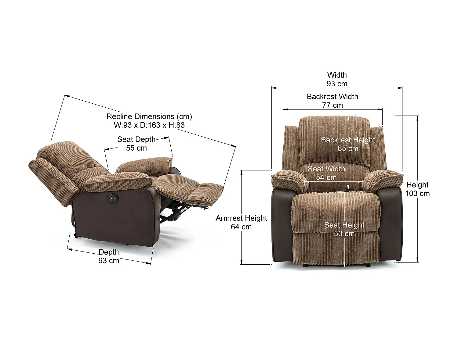 Postana Jumbo Cord Electric Recliner