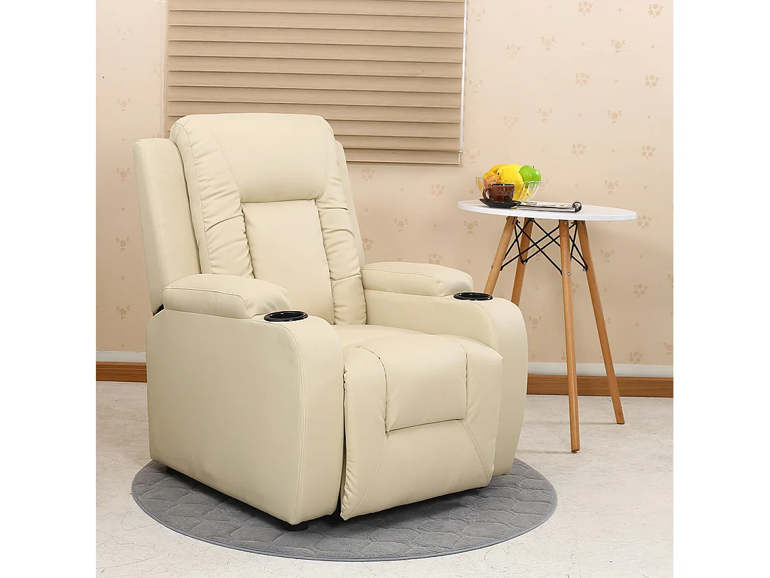 Oscar Pushback Recliner Bonded Leather w Cupholders Chair