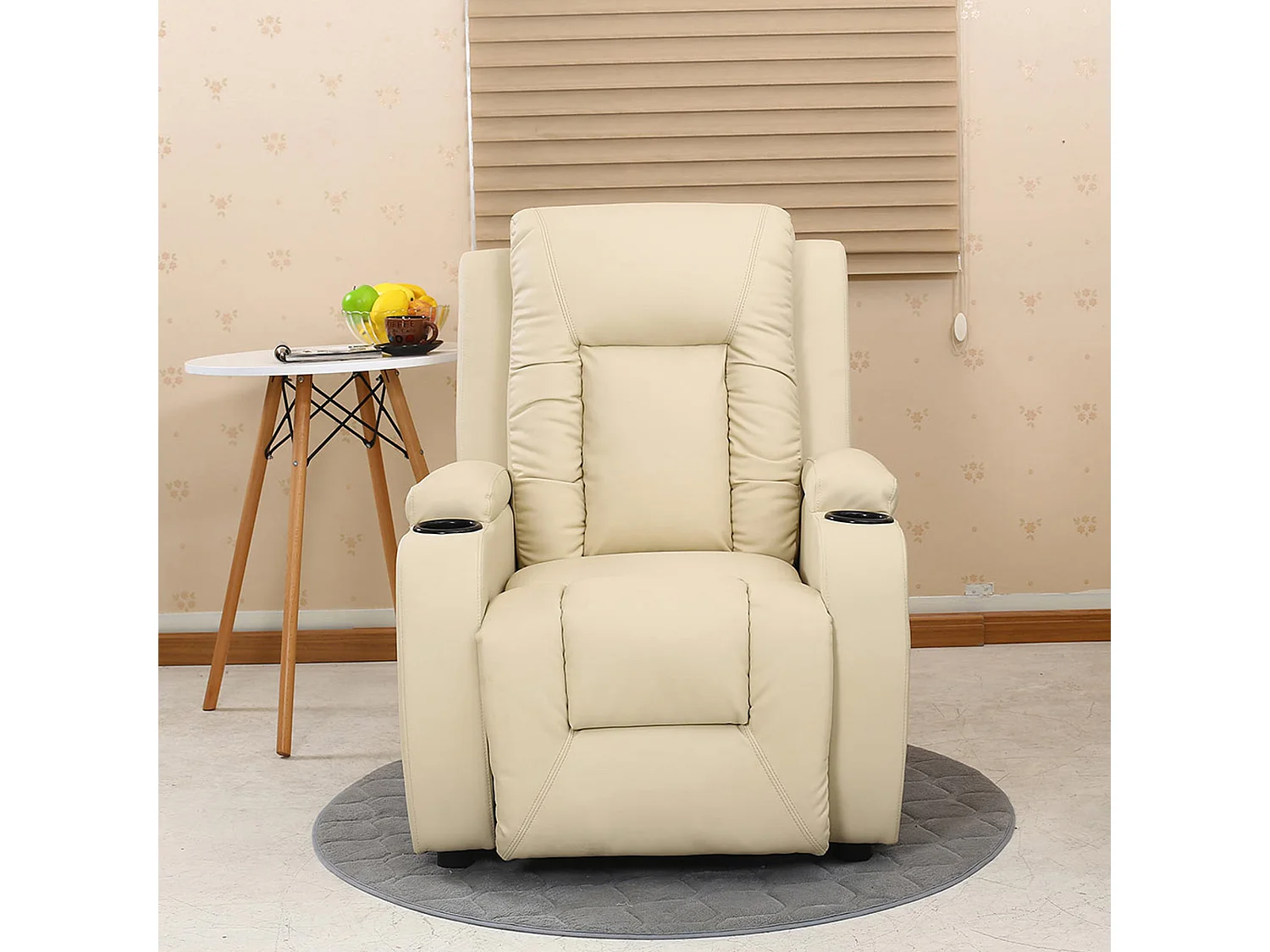 Oscar Pushback Recliner Bonded Leather w Cupholders Chair