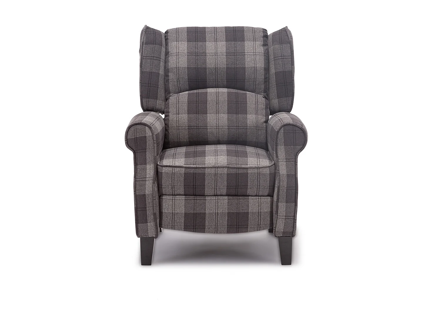 Eaton Wing Back Fireside Checkered Fabric Pushback Recliner Chair