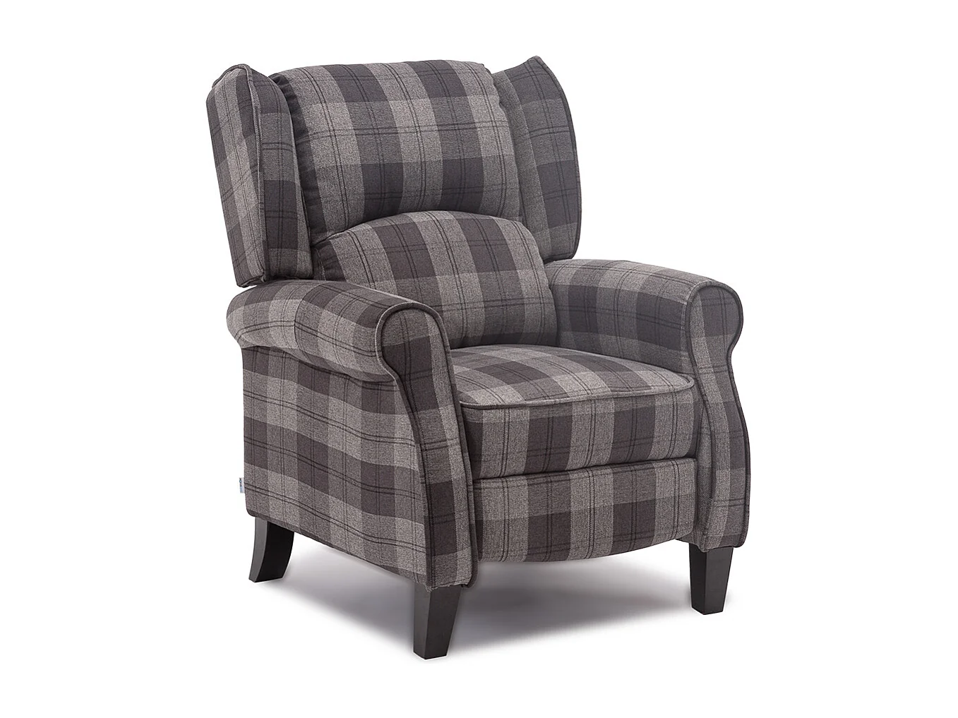 Eaton Wing Back Fireside Checkered Fabric Pushback Recliner Chair