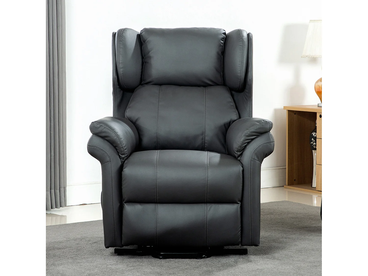Oakford Single Motor Rise Recliner Bonded Leather Wingback Chair