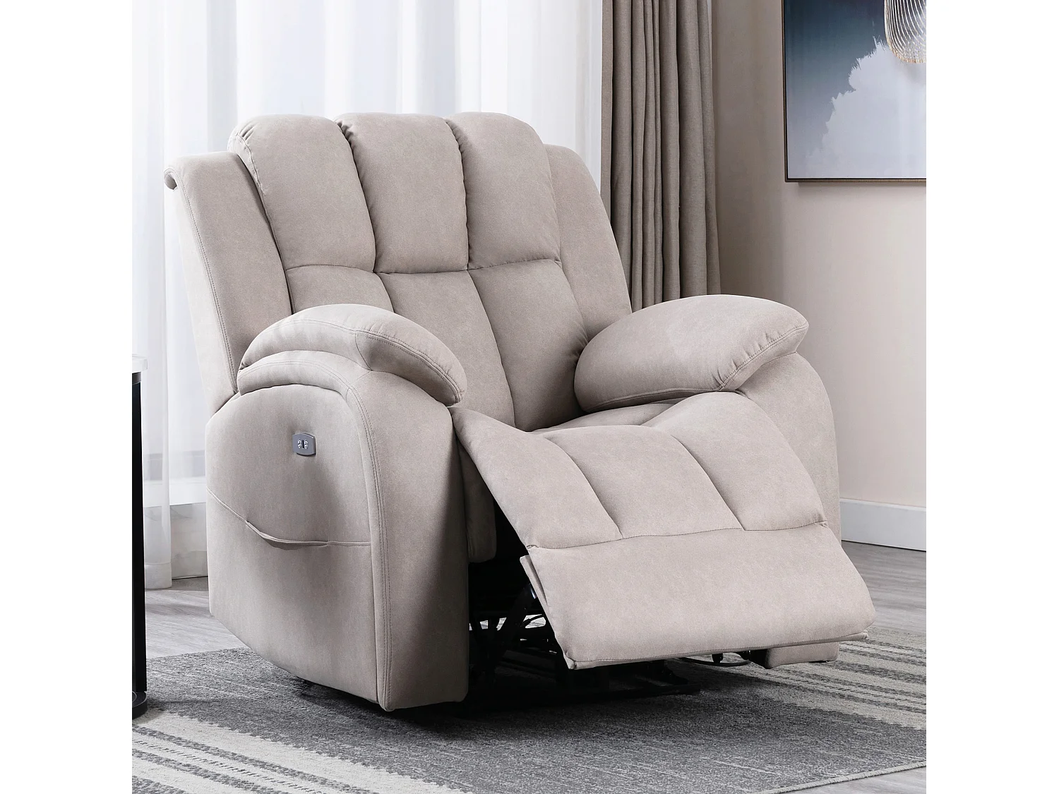 Brookline Electric Technology Fabric Auto Recliner USB Lounge Chair