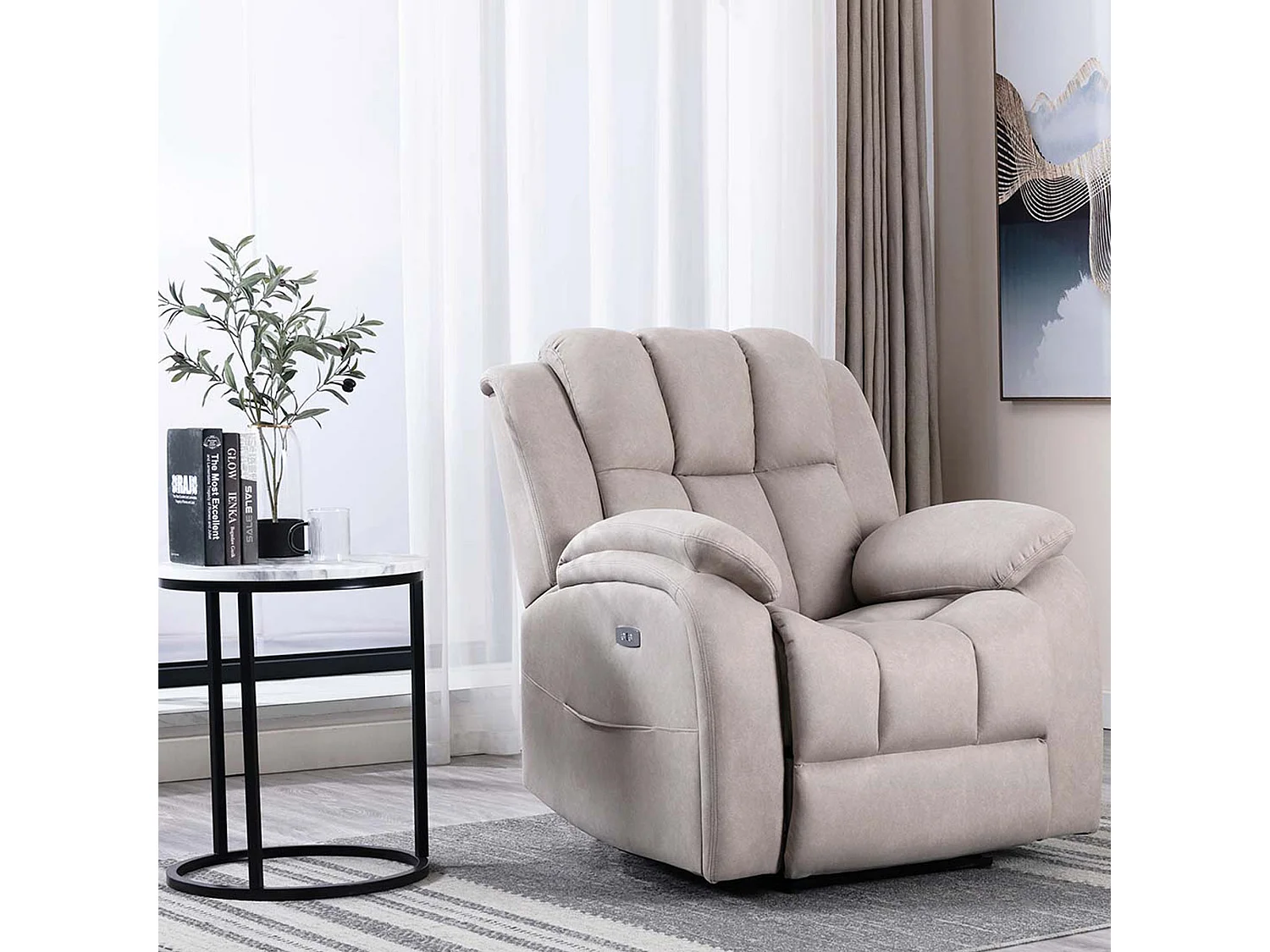 Brookline Electric Technology Fabric Auto Recliner USB Lounge Chair
