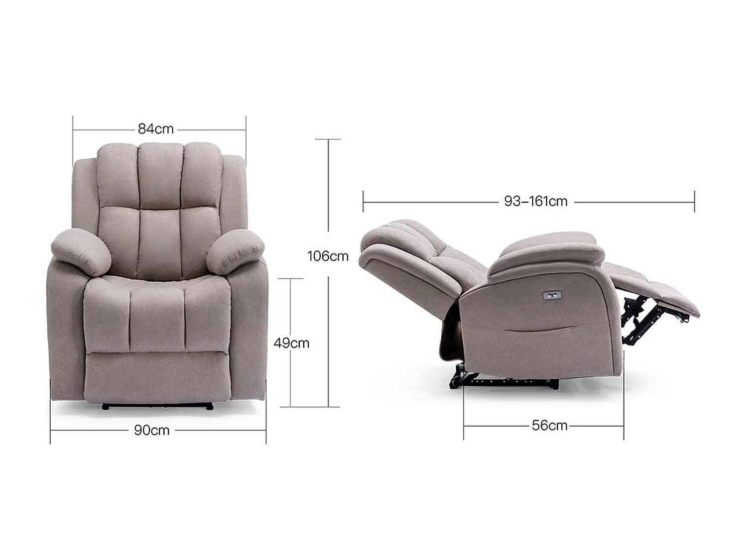 Brookline Electric Technology Fabric Auto Recliner USB Lounge Chair
