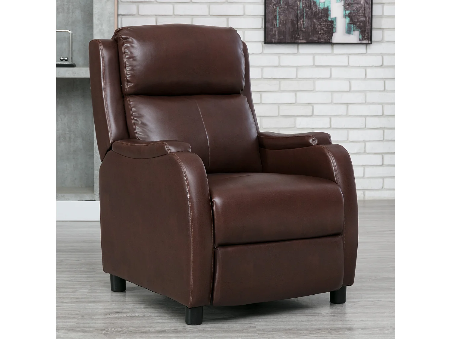 Churwell Bonded Leather Pushback Recliner Armchair Sofa Cinema Chair