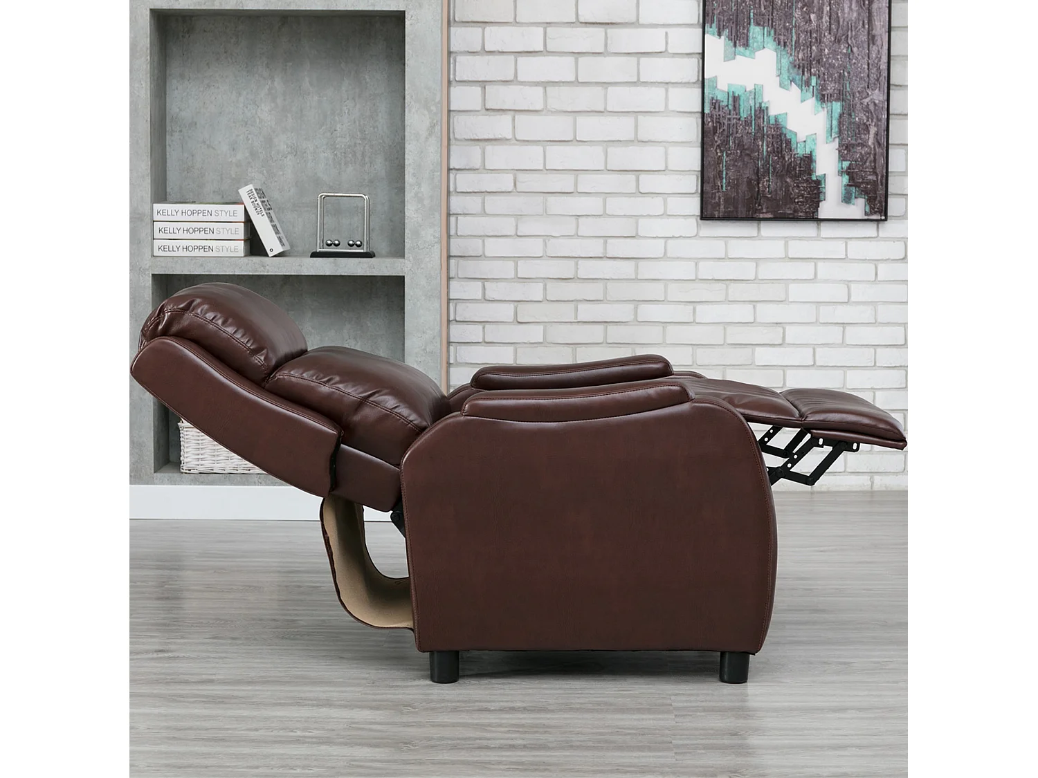 Churwell Bonded Leather Pushback Recliner Armchair Sofa Cinema Chair
