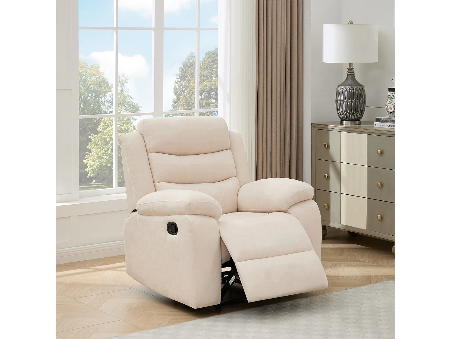 Boston 1 Seater Fabric Manual Recliner Chair