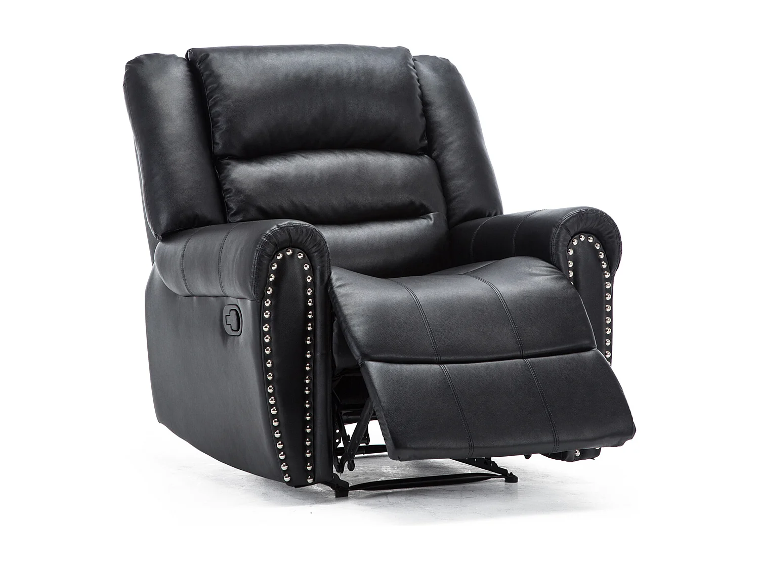 Denver Bonded Leather Manual Recliner Stud Sofa Home Lounge Chair