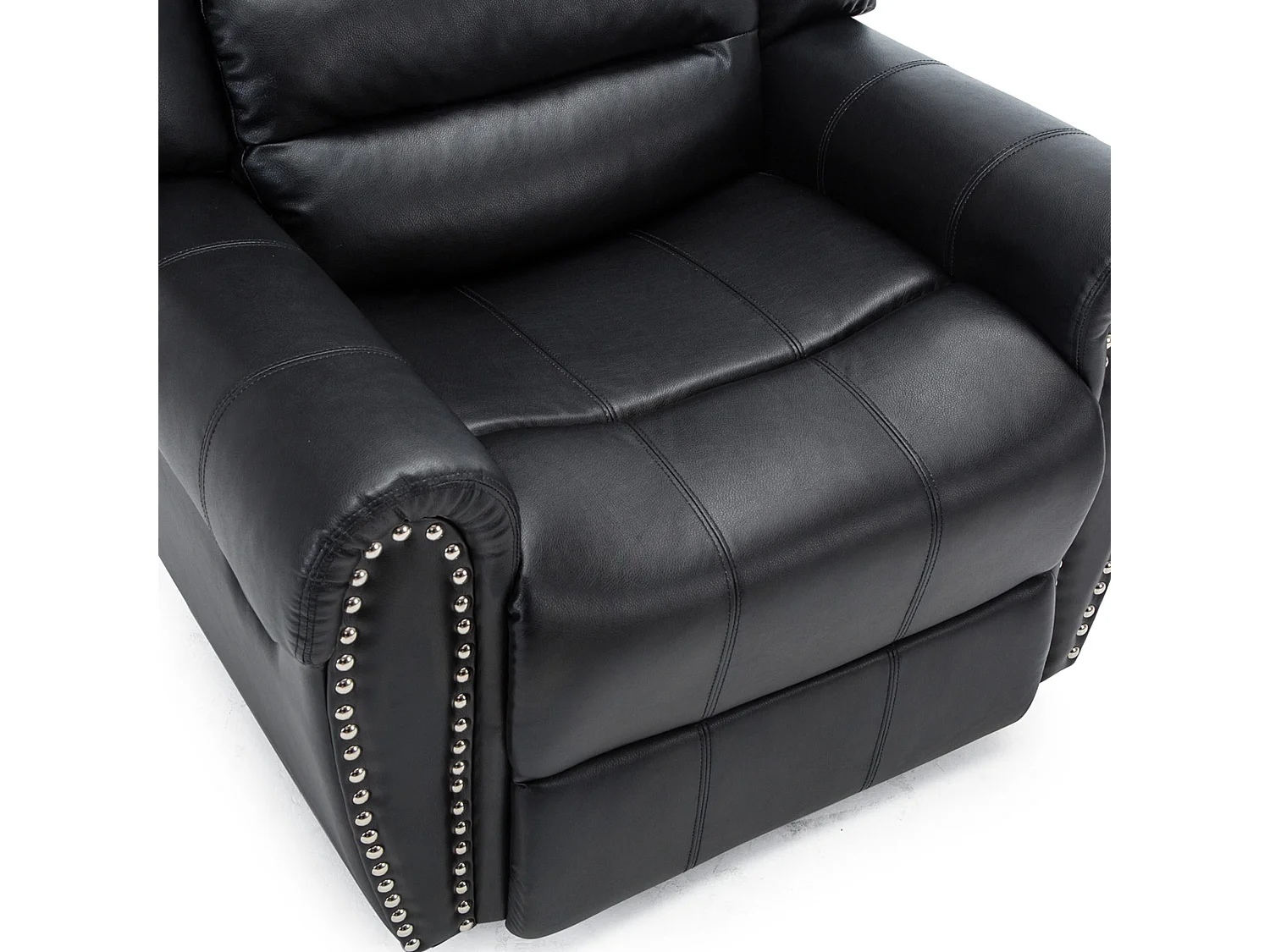 Denver Bonded Leather Manual Recliner Stud Sofa Home Lounge Chair