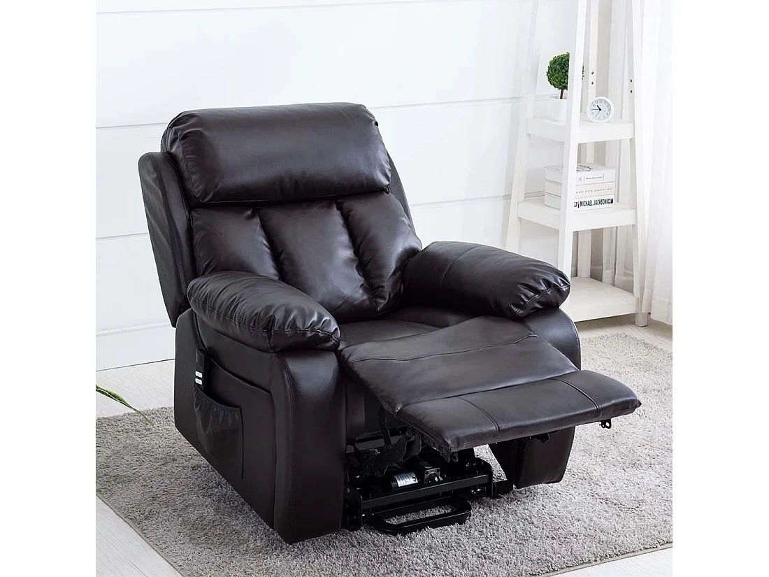 Chester Dual Motor Rise Recliner Heat and Massage Bonded Leather Chair