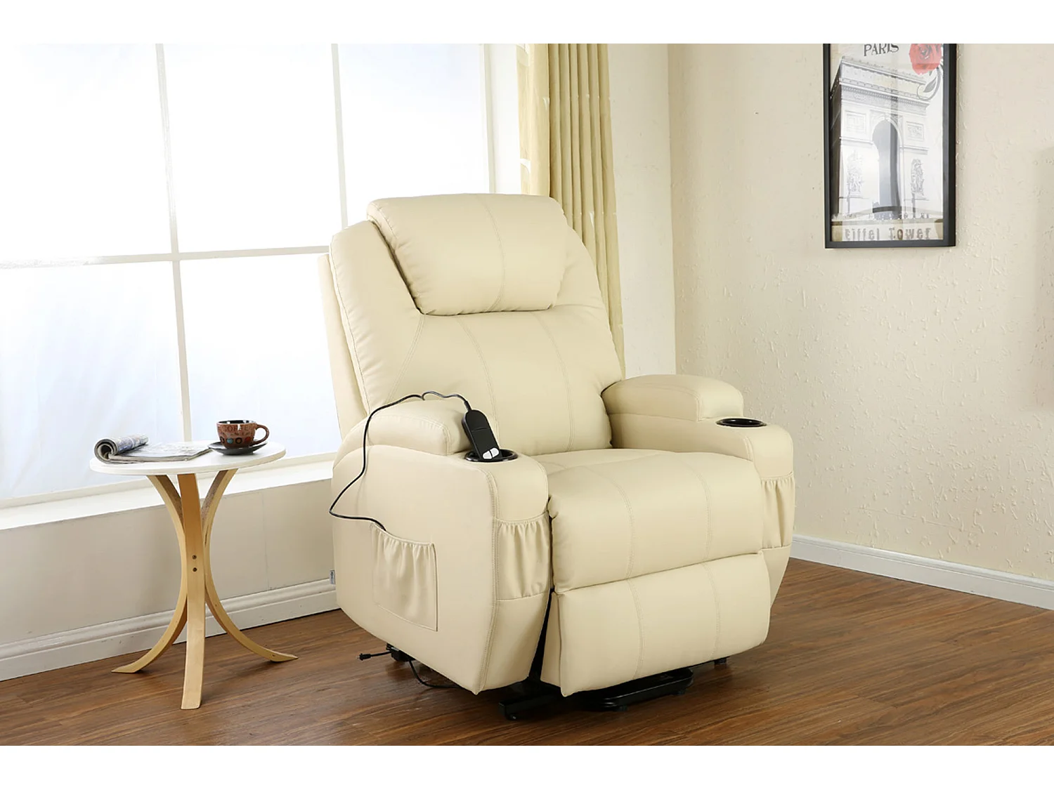 Cinemo Single Motor Rise Recliner Bonded Leather Heat & Massage Chair