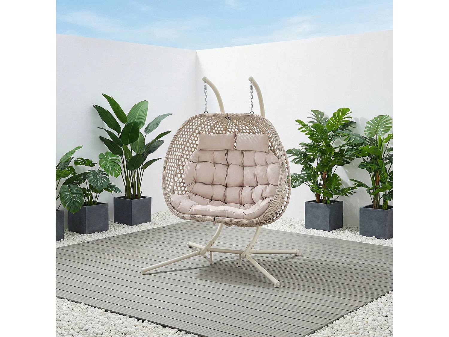 Sicily Double Hanging Rattan Egg Chair