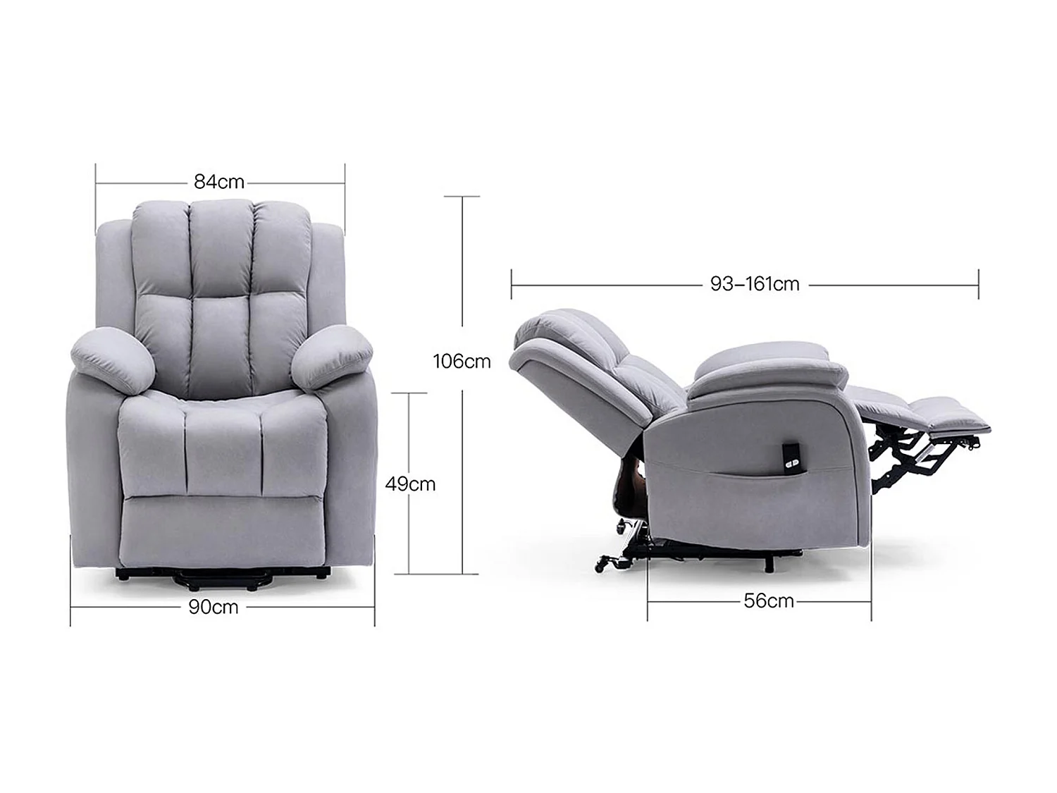 Brookline Electric Technology Fabric Single Motor Rise Recliner Chair