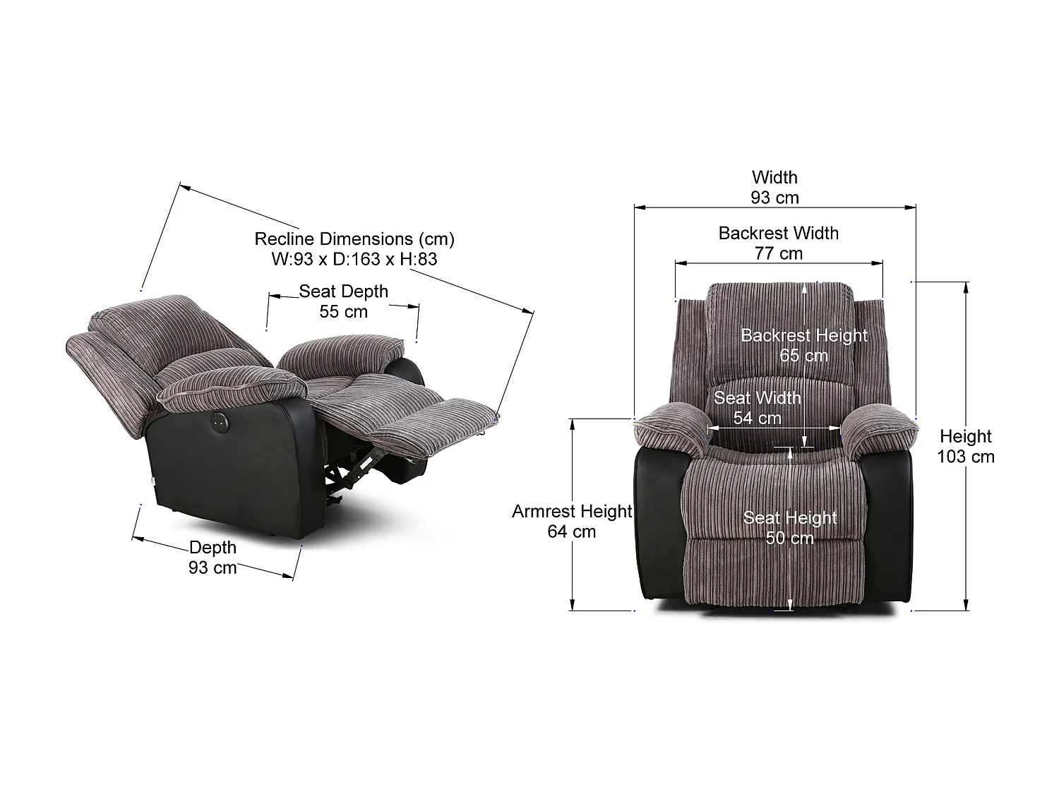 Postana Jumbo Cord Electric Recliner