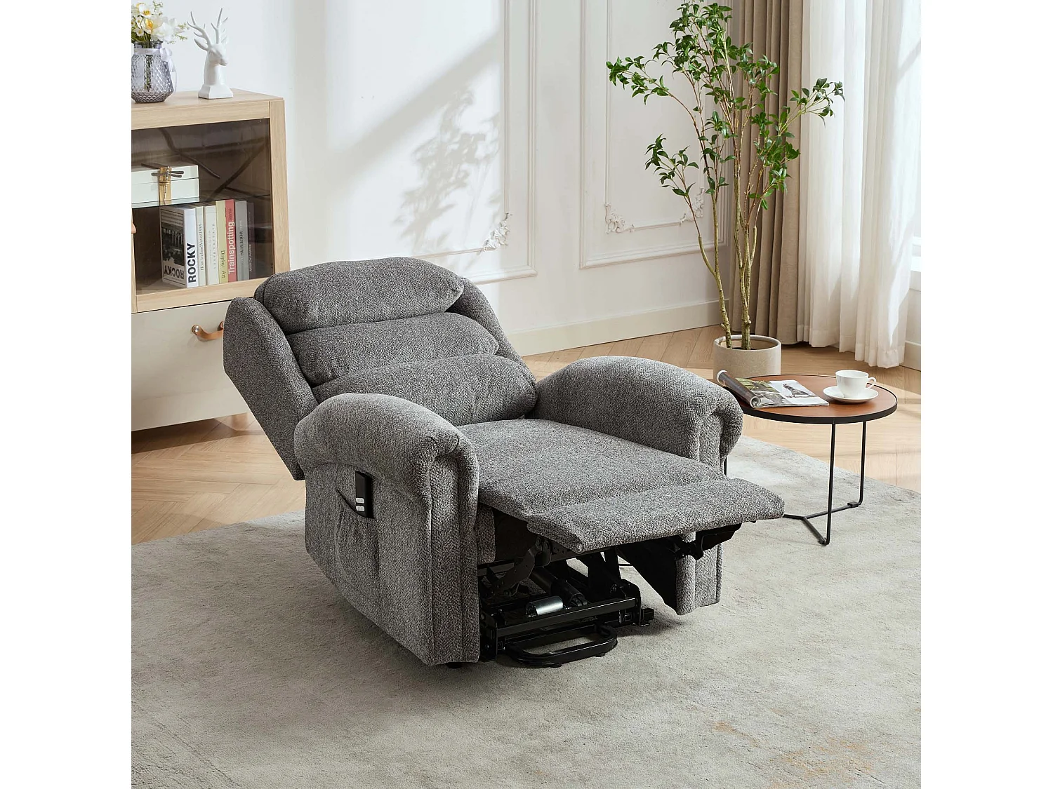 Belvoir Grey Fabric Dual Motor Mobility Rise Recliner Chair
