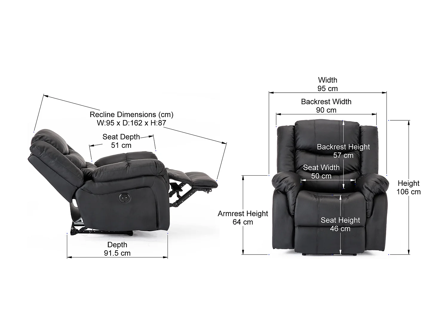 Seattle Electric Automatic Recliner Home Lounge Bonded Leather Chair