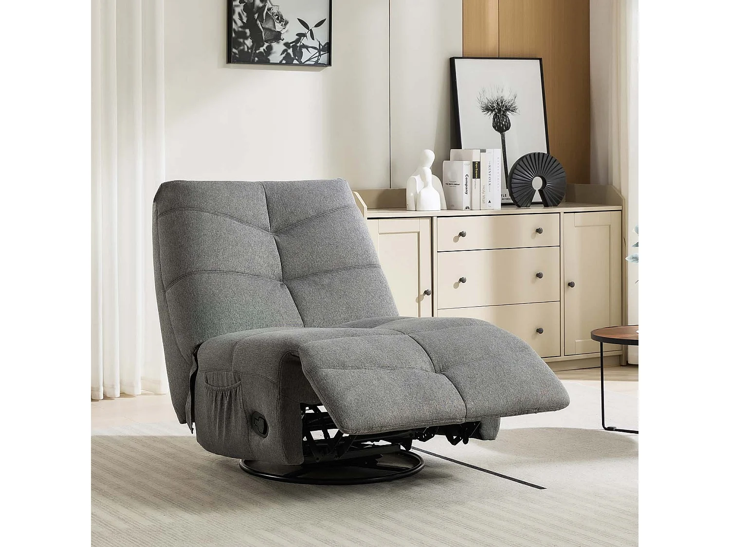 Austin Swivel & Rocker Manual Fabric Recliner Chair Grey