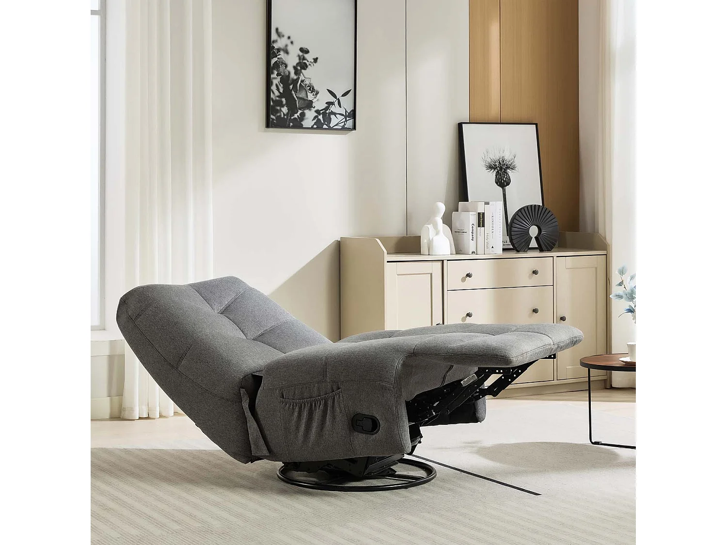 Austin Swivel & Rocker Manual Fabric Recliner Chair Grey