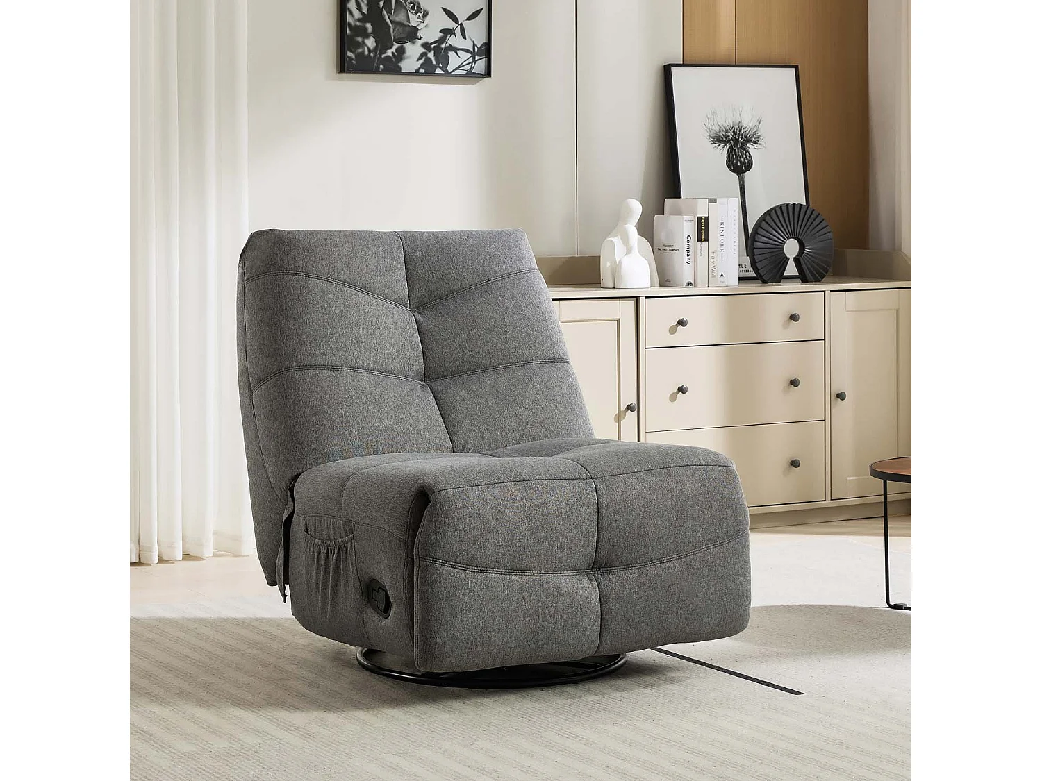 Austin Swivel & Rocker Manual Fabric Recliner Chair Grey