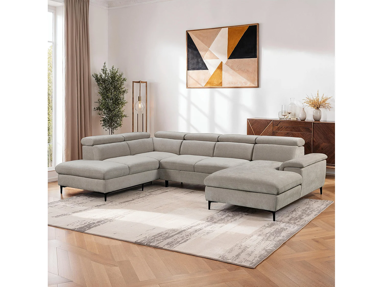Leon Fabric Pull Out Corner Sofa Bed