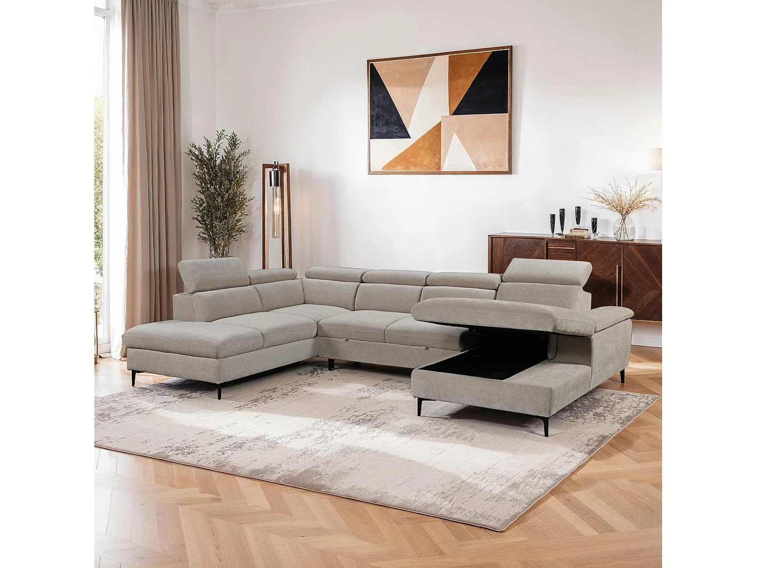 Leon Fabric Pull Out Corner Sofa Bed