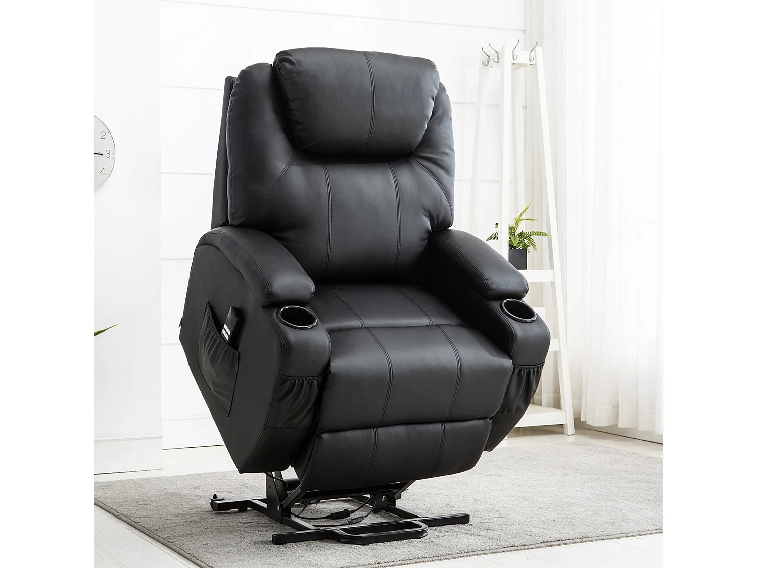 Cinemo Dual Motor Rise Recliner Bonded Leather Heat & Massage Chair