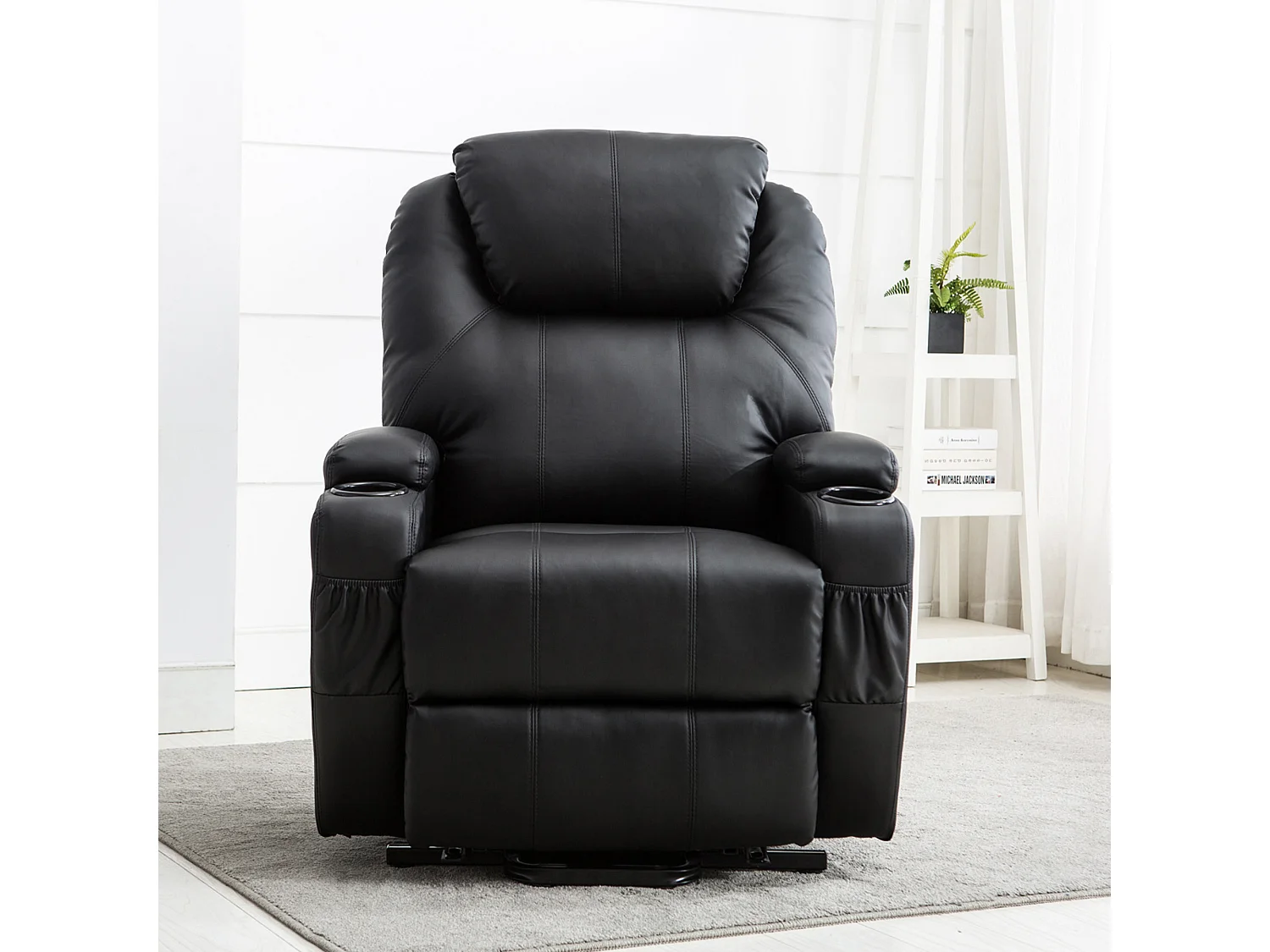 Cinemo Dual Motor Rise Recliner Bonded Leather Heat & Massage Chair