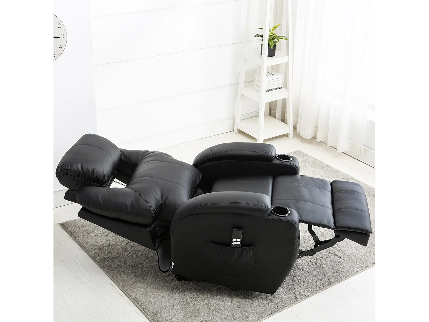 Cinemo Dual Motor Rise Recliner Bonded Leather Heat & Massage Chair