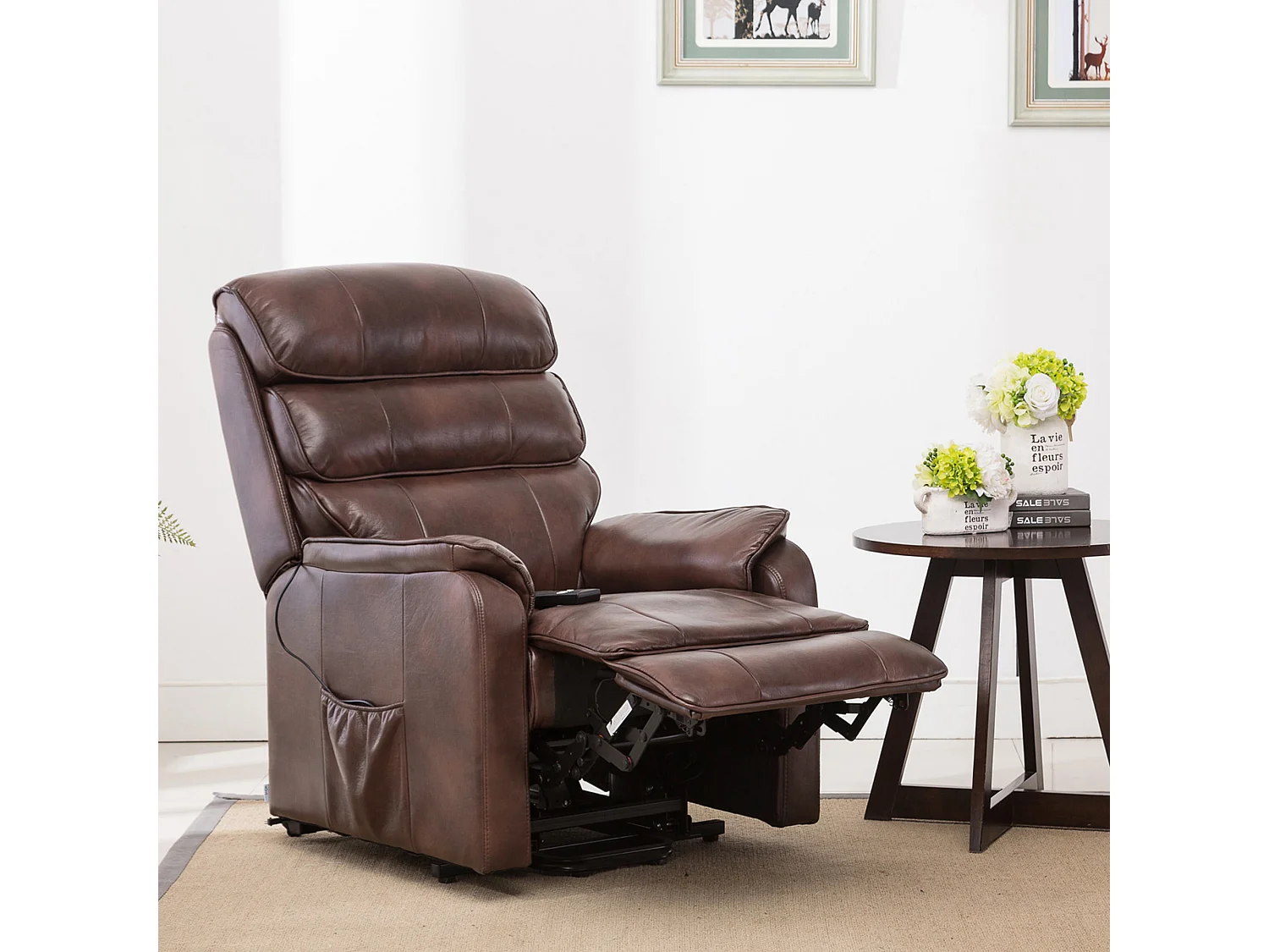 Buckingham Single Motor Electric Rise Recliner Bonded Leather Chair