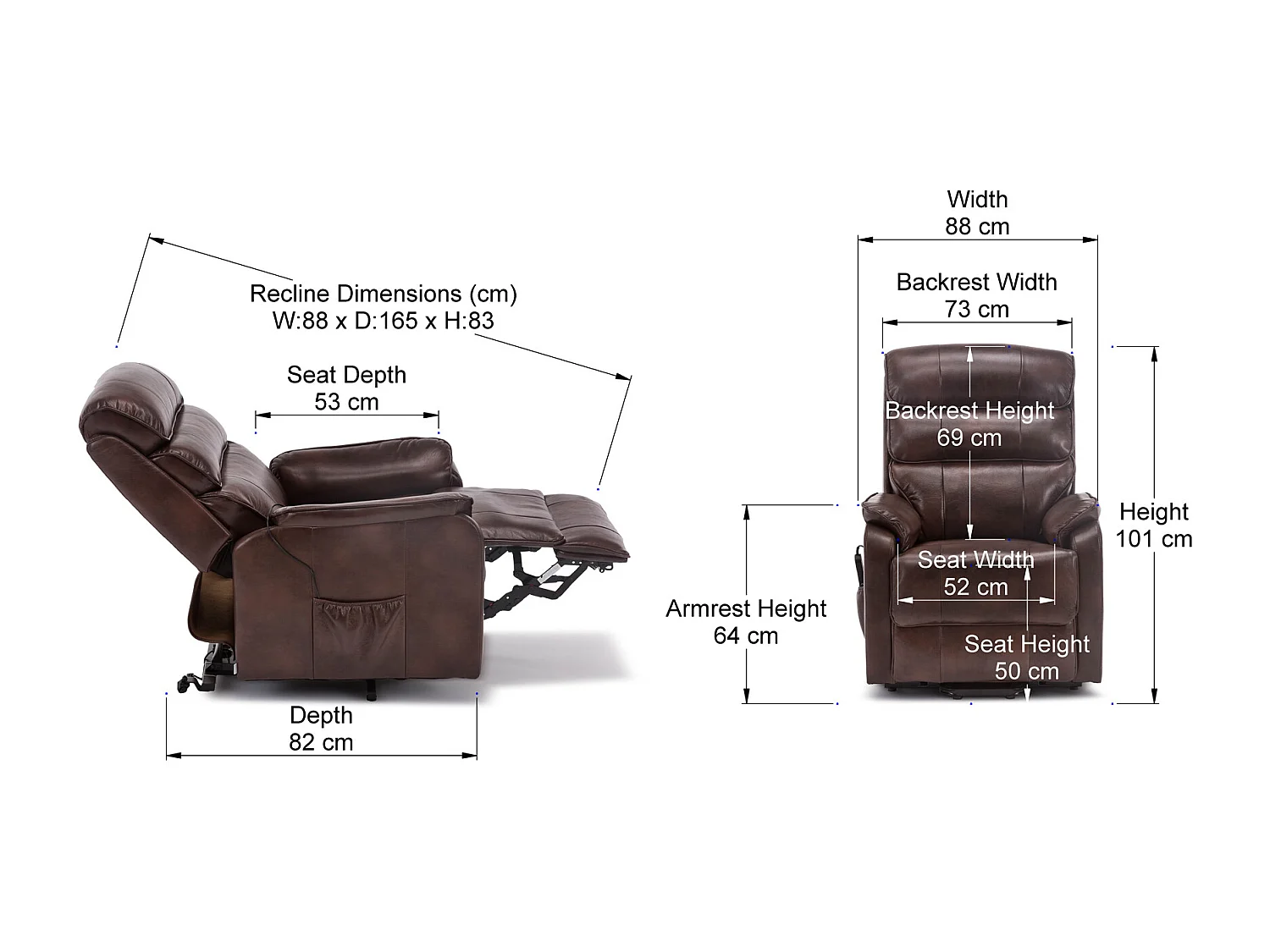Buckingham Single Motor Electric Rise Recliner Bonded Leather Chair