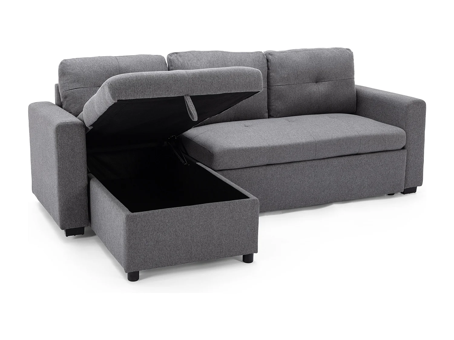 Newport Fabric Corner 3 Seater Sofa Bed w Storage Left or Right Side