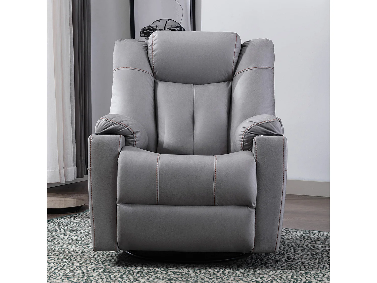 Afton Technology Fabric Recliner Rocking Swivel Cinema Sofa Chair