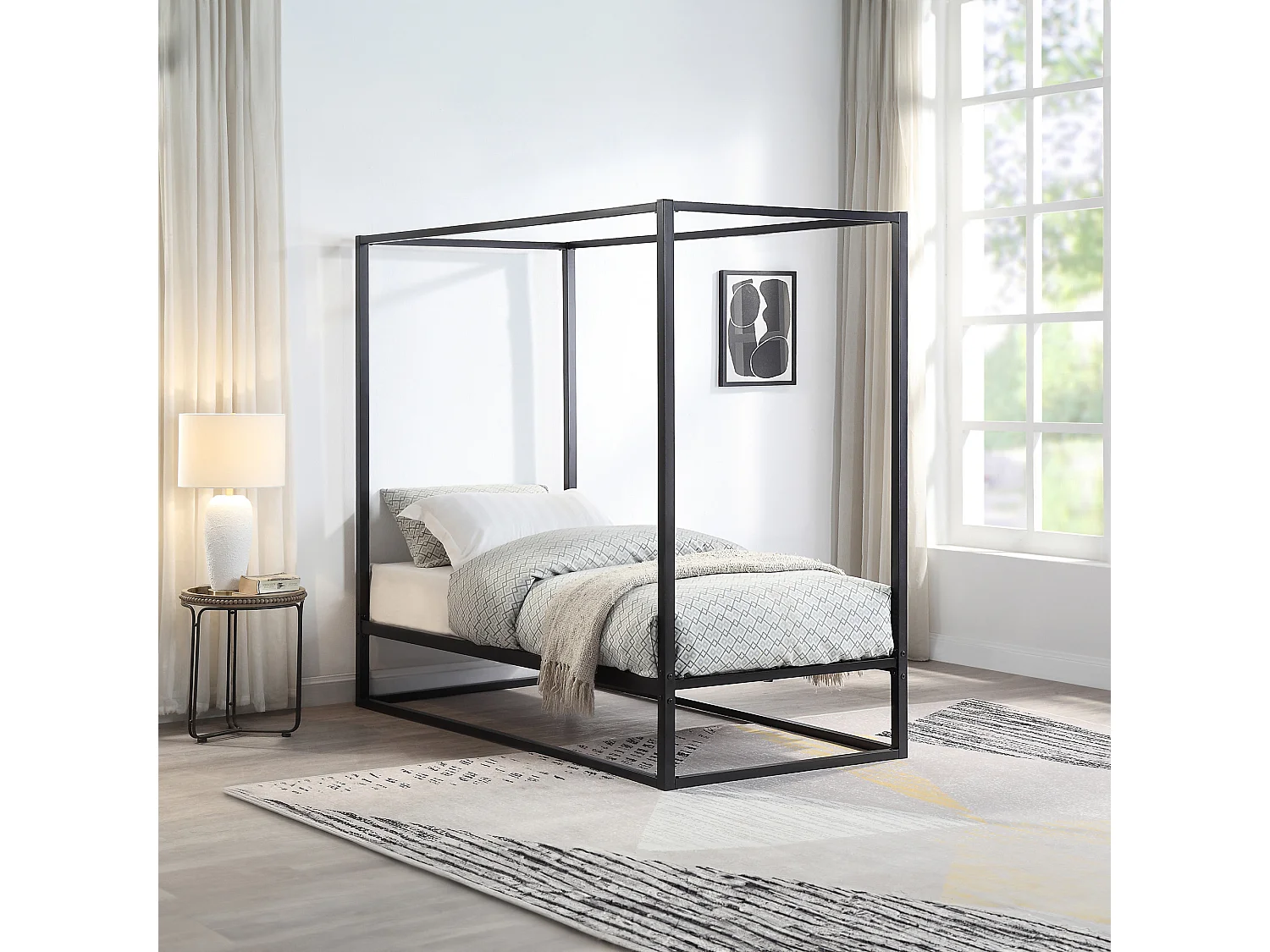 Ashwell Modern Four 4 Poster Metal Bed Frame