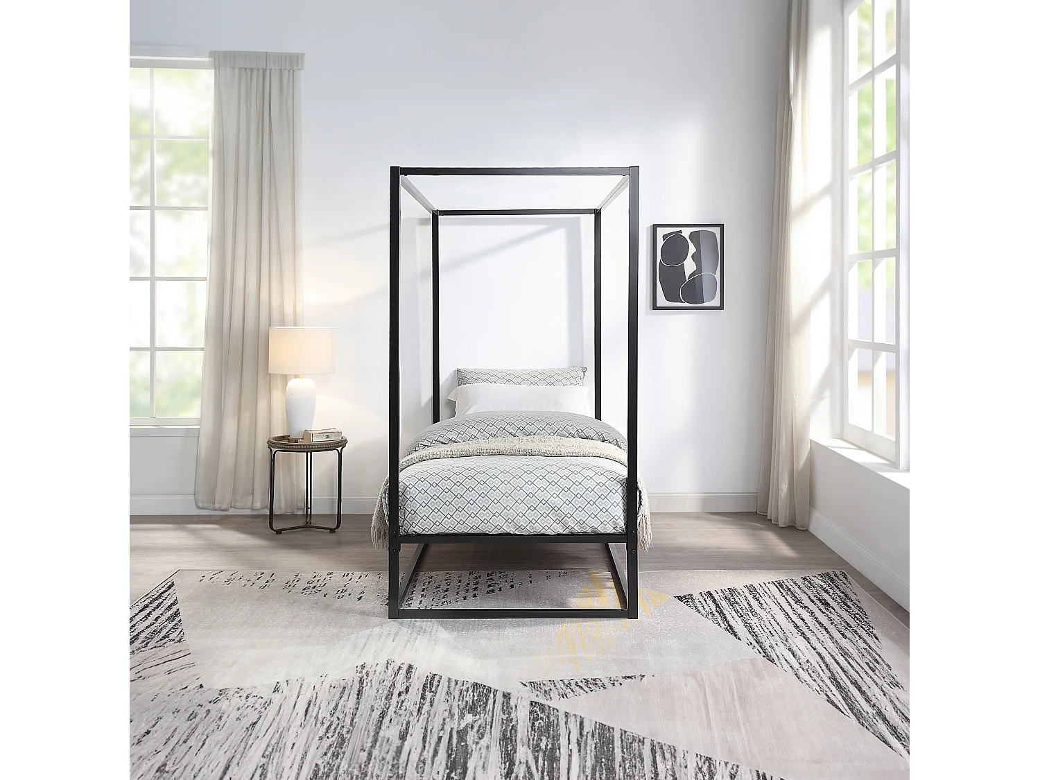 Ashwell Modern Four 4 Poster Metal Bed Frame
