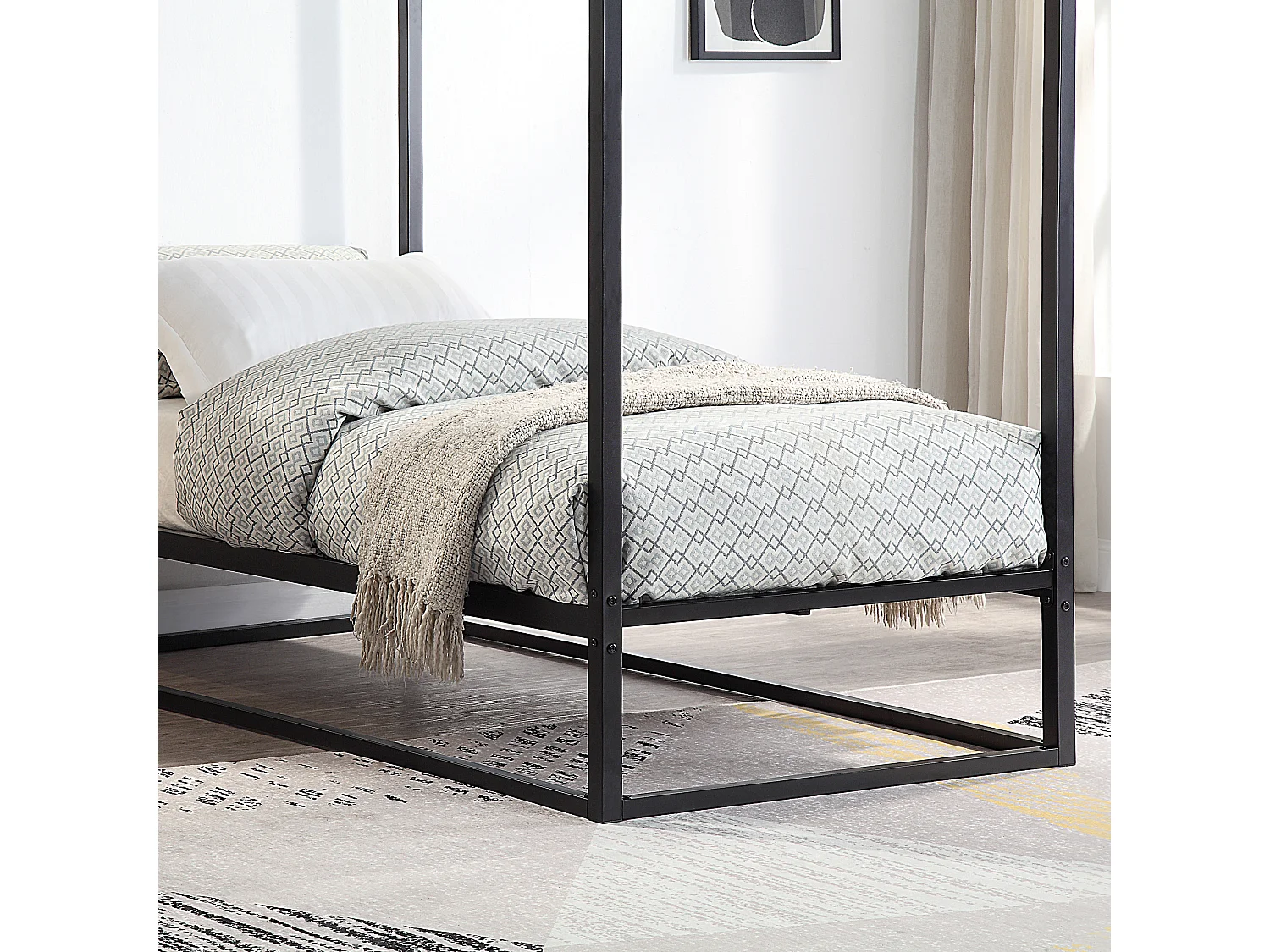 Ashwell Modern Four 4 Poster Metal Bed Frame