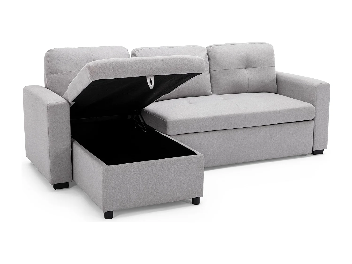 Newport Fabric Corner 3 Seater Sofa Bed w Storage Left or Right Side