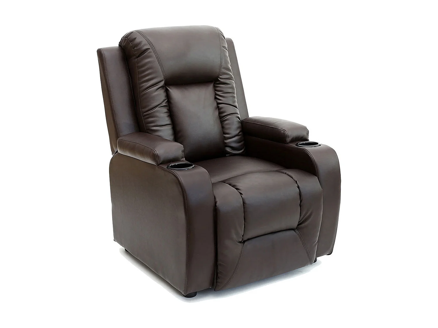 Oscar Pushback Recliner Bonded Leather w Cupholders Chair