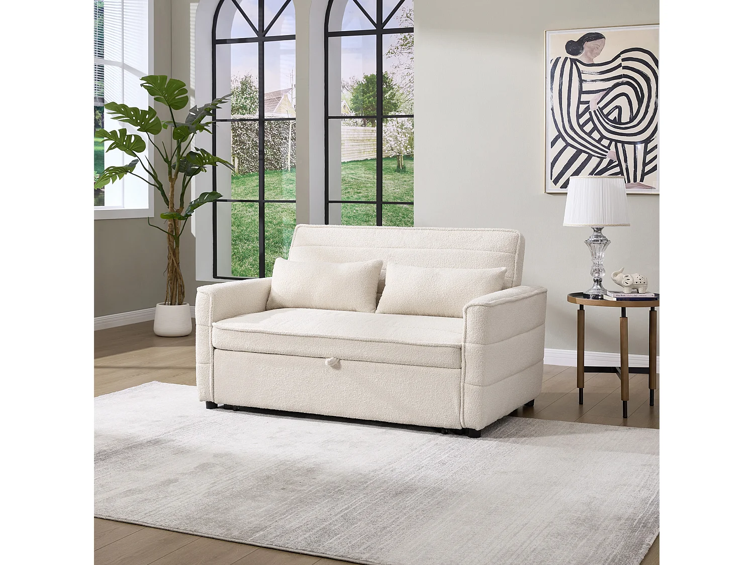 Jasper Pull Out Clic Clac Sofa Bed 2 Seater in Boucle