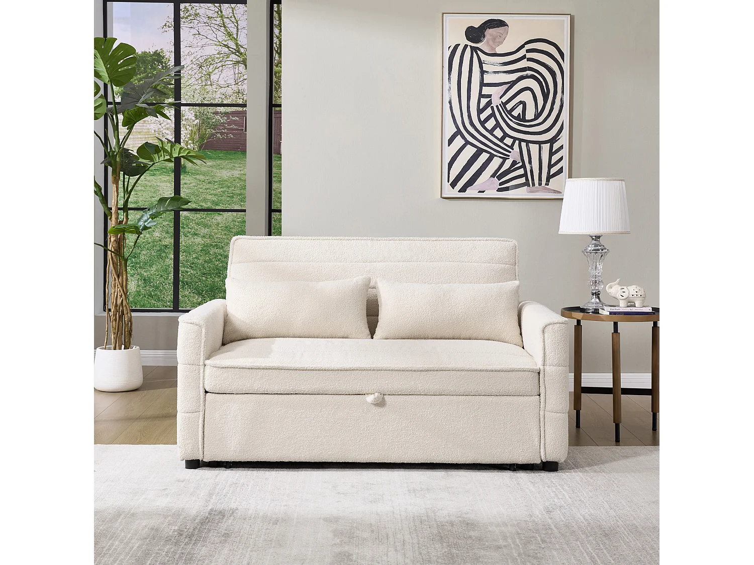 Jasper Pull Out Clic Clac Sofa Bed 2 Seater in Boucle