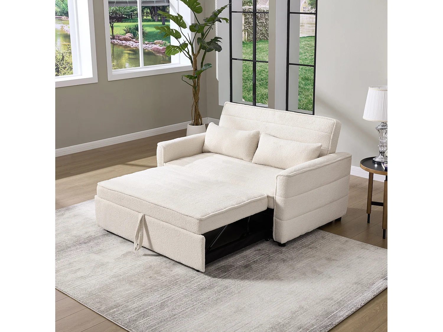 Jasper Pull Out Clic Clac Sofa Bed 2 Seater in Boucle