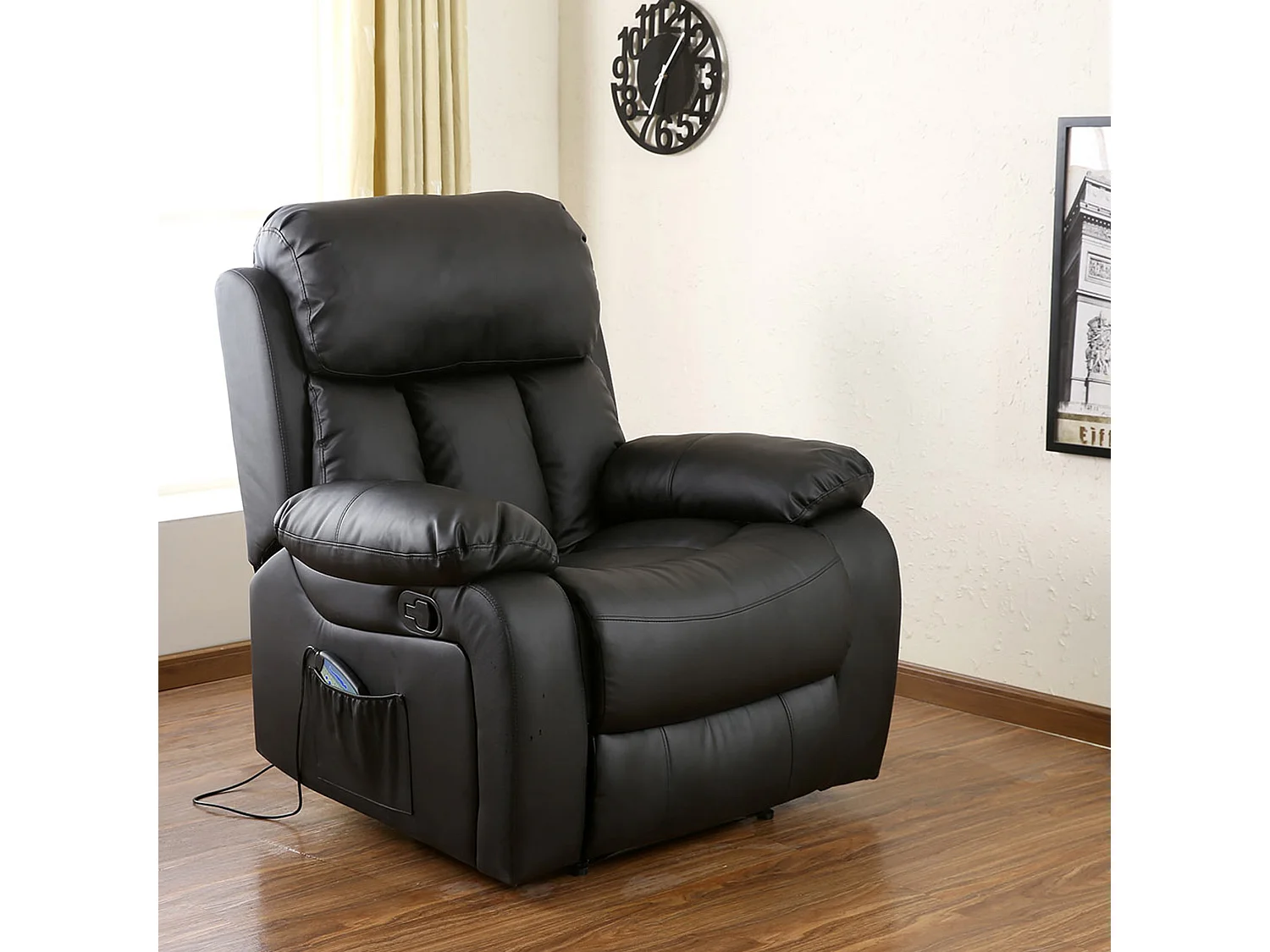 Chester Bonded Leather Manual Recliner Chair with Heat And Massage