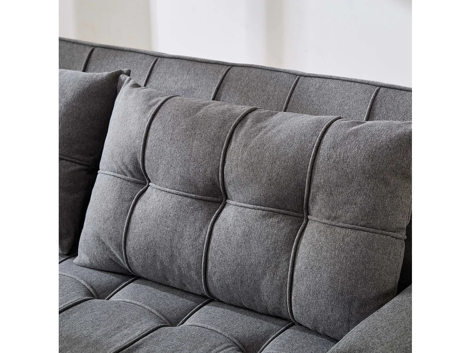 Hudson 3-Seater Sofa Bed Linen Fabric with Cup Holders