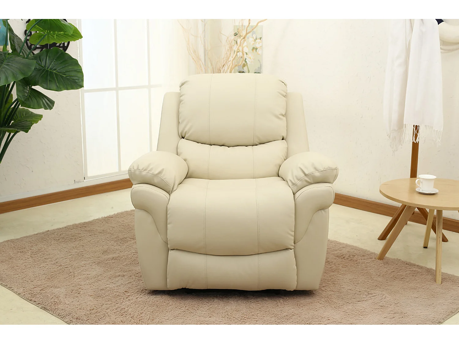 Madison Bonded Leather Manual Recliner Sofa Home Lounge Chair