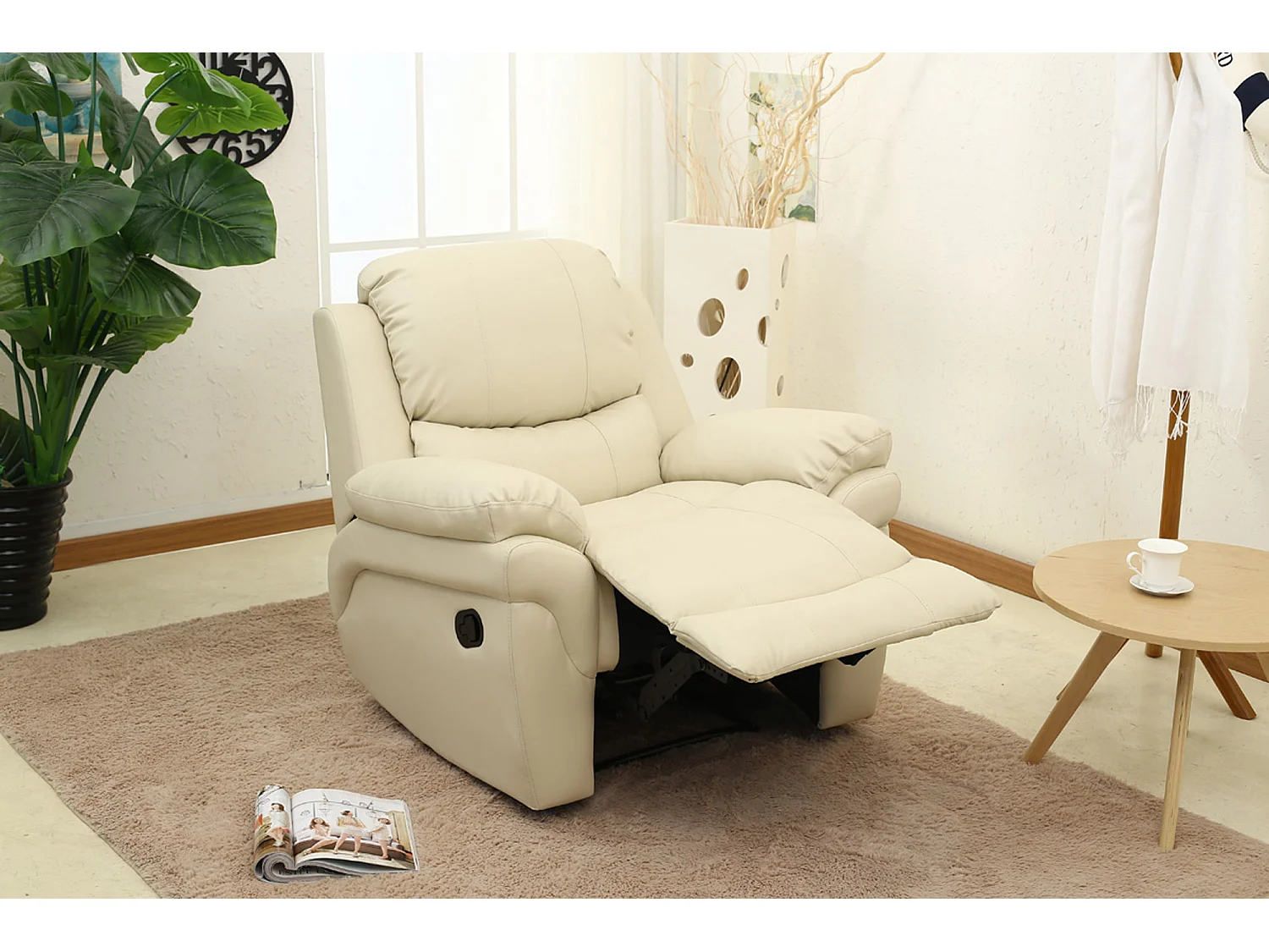 Madison Bonded Leather Manual Recliner Sofa Home Lounge Chair