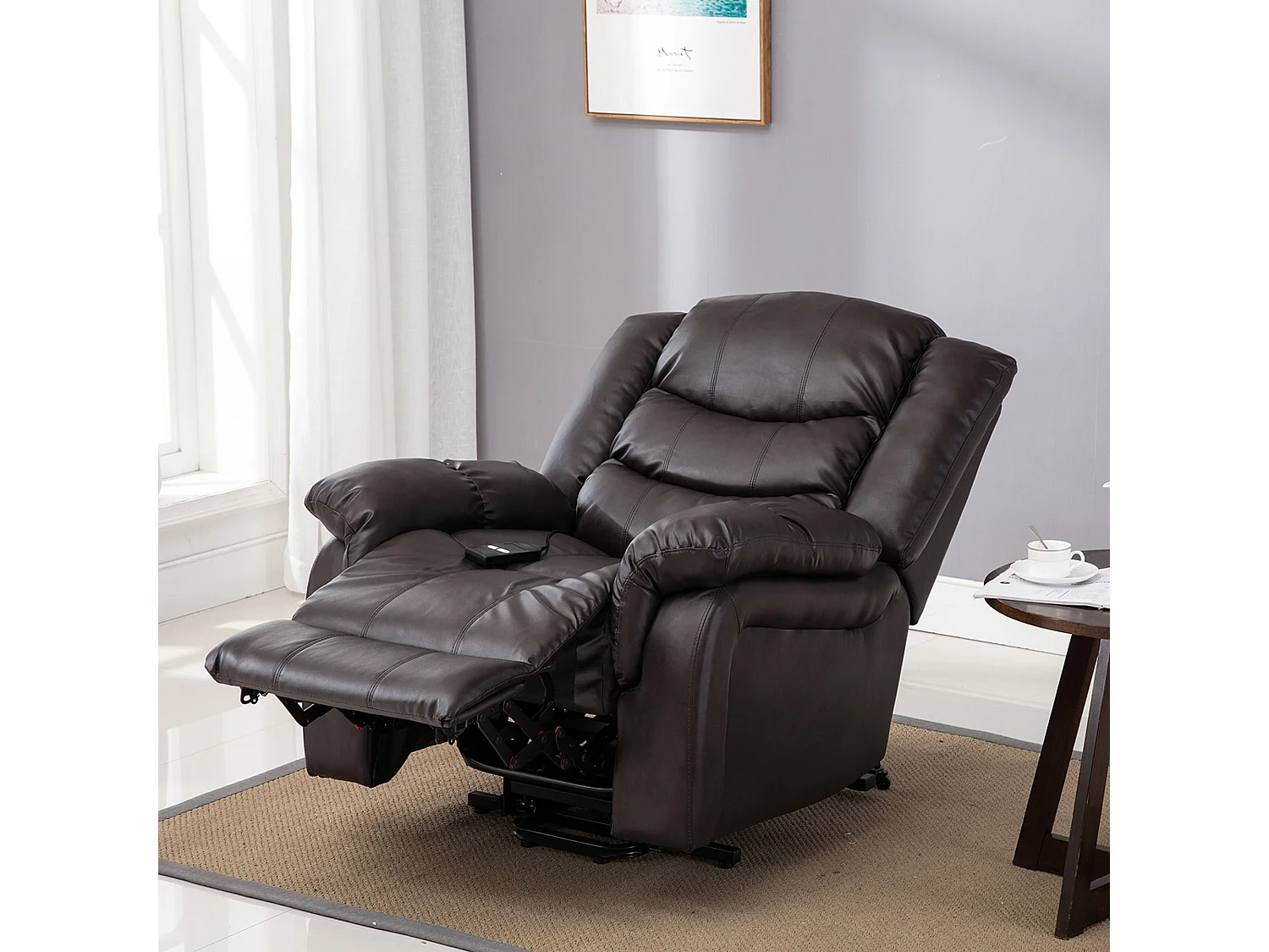 Seattle Electric Single Motor Rise Recliner Bonded Leather Chair